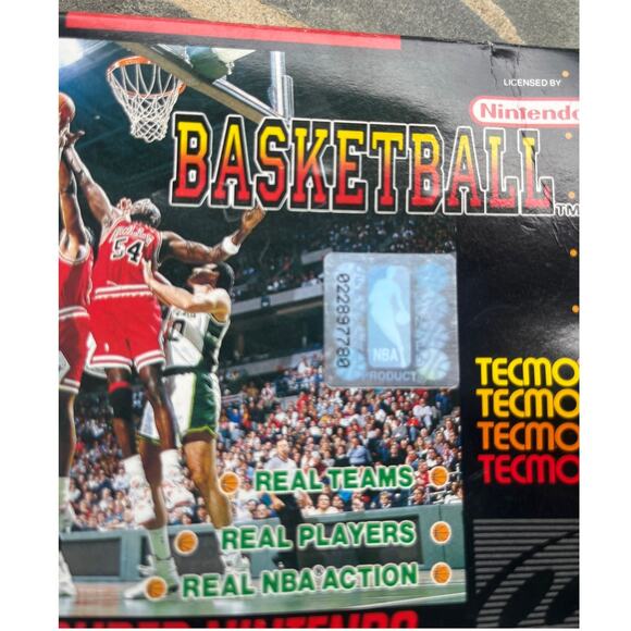 SNES 1993 Super Nintendo Tecmo Super NBA Basketball with Box and Manual - Picture 3 of 11